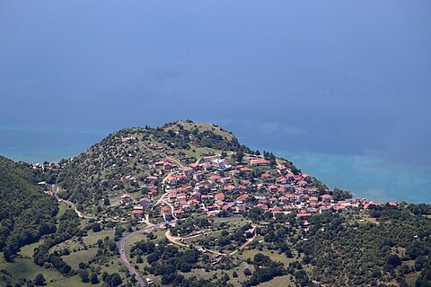 The village of Trpejca with Ohrid Lake in the background
