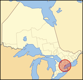 Localização de Toronto na província de Ontário