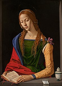 Maria Magdalena Sedang Membaca (ca. 1500–1510) karya Piero di Cosimo