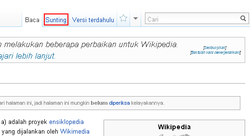 Image of Wikipidia showing the edit link above the page title. Screen readers may show this under the "views" heading.