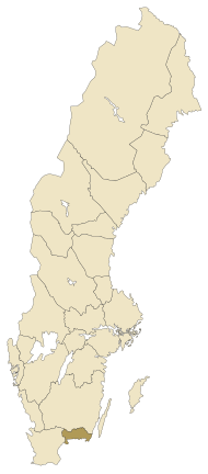 Pozicija Blekingea na karti Švedske