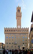 Regierungspalast Palazzo Vecchio von Florenz mit Belfried, ab 1299