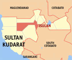 Mapa de Sultan Kudarat con Isulan resaltado