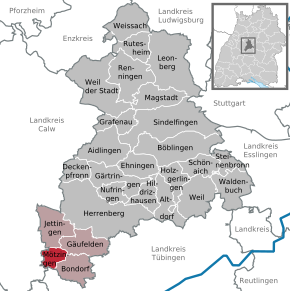Poziția Mötzingen pe harta districtului Böblingen
