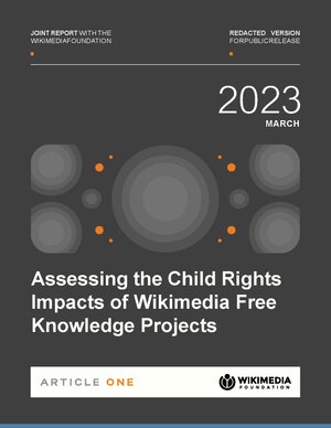 Title page of WMF Child Rights Impact Assessment Report 2023 (pdf)