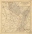 2. Német-francia határvidék a francia erőd-létesítmények pontosabb megjelölésével (1:400 000 méretarányú, kicsinyített kiadású speciális térkép Elzász-Lotaringiából, 1887-ből)