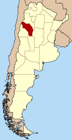 La Rioja punaisella Argentiinan kartalla.