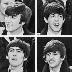 The Beatles ive 1964. Čižetpeln uálgispel: John Lennon, Paul McCartney, George Harrison já Ringo Starr.