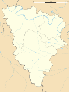 Mapa konturowa Yvelines, po prawej znajduje się punkt z opisem „Guyancourt”