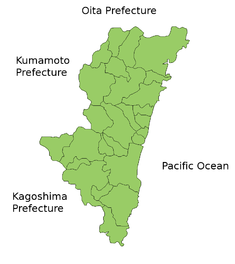 Miyazaki prefekturasının xəritəsi