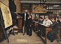 28. „A fekete folt” (1887) Albert Bettannier francia festőművész alkotása. A festményen egy tanár egy fekete foltra mutat Franciaország térképén, ahol az ország a porosz–francia háború után elvesztette Elzász–Lotaringia tartományt. Ez a területi veszteség revansizmushoz, megtorló hazafias gondolkodáshoz és a Németországgal szembeni bosszúvágyhoz vezetett (javítás)/(csere)