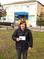 Олександр Канівець під час проведення естафети «Незламний, нескорений козацький дух українського народу» у Турбові, 29 грудня 2022 року