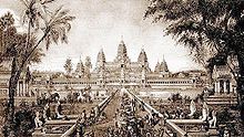 Penggambaran Angkor Wat, Kamboja, karya Louis Delaporte (1880)