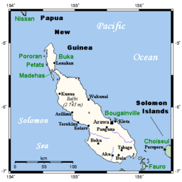 Karta över Bougainville regionen