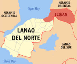Mapa ning Northern Mindanao ampong Iligan ilage