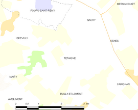 Mapa obce Tétaigne
