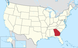 Χάρτης των Ηνωμένων Πολιτειών με την πολιτεία Τζόρτζια χρωματισμένη