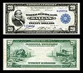 1915-ös szériájú National Currency Federal Reserve Bank Note 20 dolláros bankjegy.