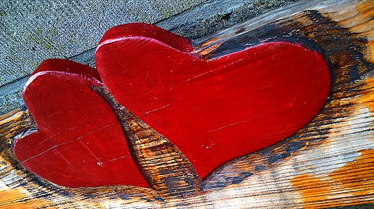bench with red love hearts