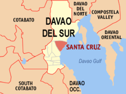 Mapa de Dávao del Sur con Santa Cruz resaltado