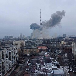 הפצצה רוסית על מגדל הטלוויזיה של קייב, 1 במרץ 2022