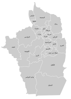 موقع محافظة الخرج والمحافظات الأخرى في منطقة الرياض