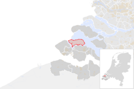 Locatie van de gemeente Noord-Beveland (gemeentegrenzen CBS 2016)