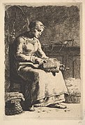 La cardadora (1855), de Jean-François Millet, Museo Metropolitano de Arte, Nueva York
