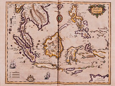 Peta Nusantara dan sekitarnya pada yang dibuat oleh Ibrahim Müteferrika, penulis Turki Utsmani kelahiran Hungaria, pada tahun 1728