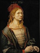 Vitela. Autorretrato de Durero, originalmente hecho en óleo sobre vitela, 1493, Museo del Louvre, París