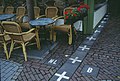 Café in Baarle-Nassau, showing border between Belgium and the Netherlands