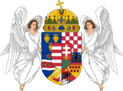 Escudo de armas de las Tierras de la Corona de San Esteban bajo la Casa de Habsburgo (nótense los símbolos de Croacia, Dalmacia y Eslavonia). Los Habsburgo gobernaron el Reino de Croacia durante poco menos de 470 años, más que cualquier otra dinastía.