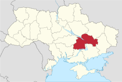 Dnipropetrovskin alueen sijainti Ukrainan kartalla