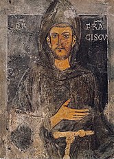Das älteste, noch zu Lebzeiten entstandene Bild des Franz von Assisi, Wandgemälde in Sacro Speco in Subiaco