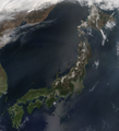Satellite image of Japan in April 2018