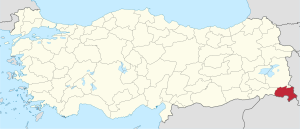Location of Hakkâri Province in Turkey