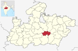 मध्यप्रदेश राज्यस्य मानचित्रे नरसिंहपुरमण्डलम्