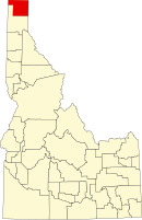 バウンダリー郡の位置を示したアイダホ州の地図