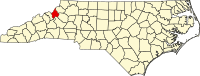 Locatie van Avery County in North Carolina