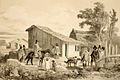 Español: Casa de un cacique mapuche en Concepción, 1846 Français : Maison d'un cacique mapuche à Concepción, 1846.