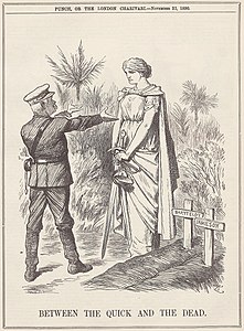 Caricature par Tenniel à propos des accusations de Stanley visant les défunts Barttelot et Jameson (Punch, 22 novembre 1890).