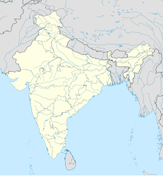Mapa konturowa Indii, blisko centrum u góry znajduje się punkt z opisem „KNU”