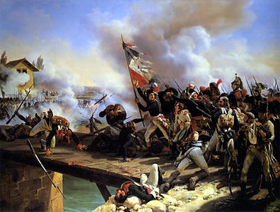 Генерал Бонапарт веде своїх солдатів через міст під час битви під Арколе (15-17 листопада 1796 роки)