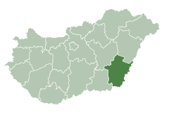 Békés vármegye elhelyezkedése Magyarországon