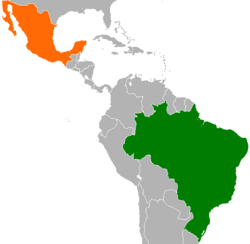 Map indicating locations of Brazil and Mexico