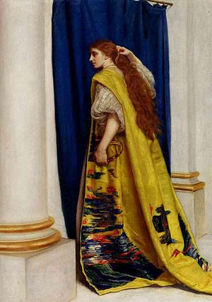 "אסתר" (1865) מעשה ידי הצייר הבריטי ג'ון אוורט מיליי. בציור מתוארת אסתר המלכה בצבעים עזים, כשהיא ניצבת לפני מסך כחול, לפני הכניסה אל אחשורוש.