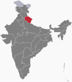Location of Uttarakhand in India