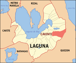 Map of Laguna with Cavinti highlighted