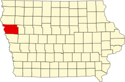 Karte von Woodbury County innerhalb von Iowa