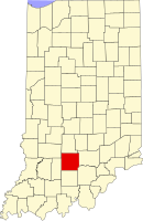 ローレンス郡の位置を示したインディアナ州の地図